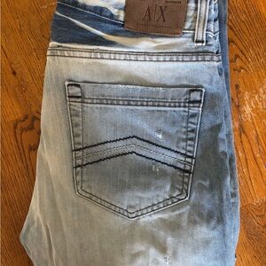Armani Exchange A|X Men's Distressed Ripped Denim Jeans Size 33 100% Cotton
